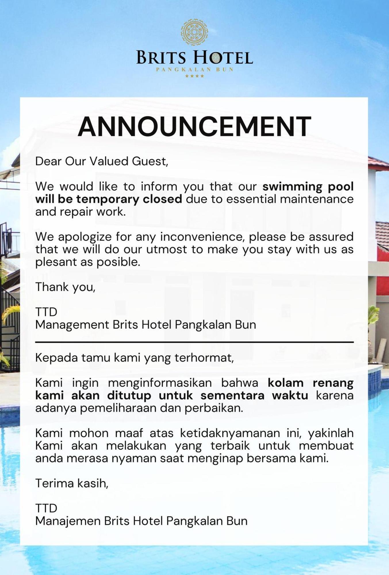 Brits Hotel Pangkalanbuun Esterno foto